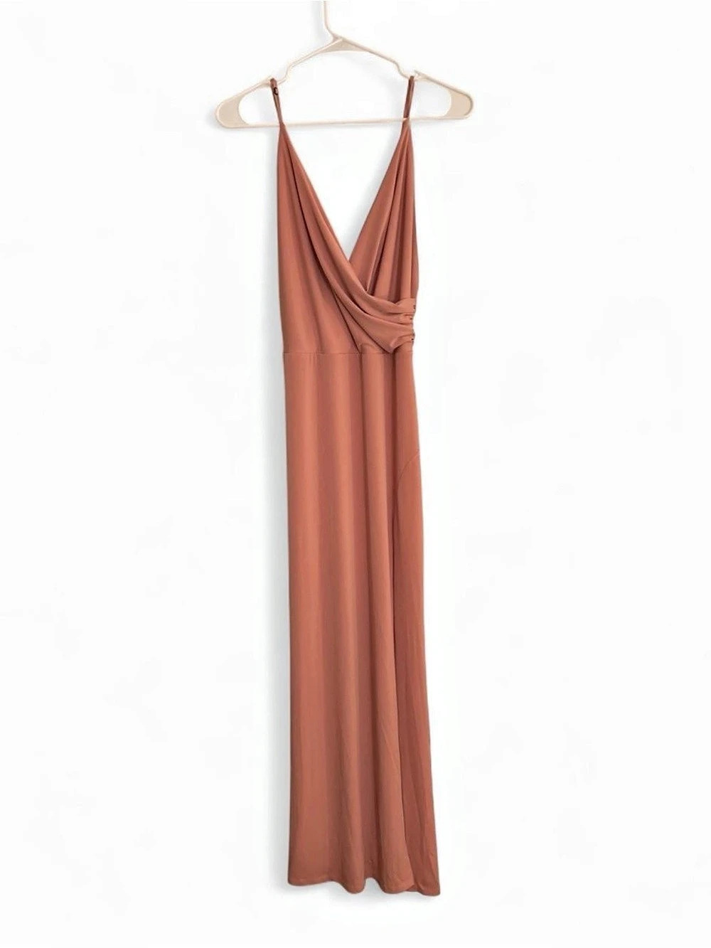 Janette Fashion Draped Maxi Dress in Brown Like New